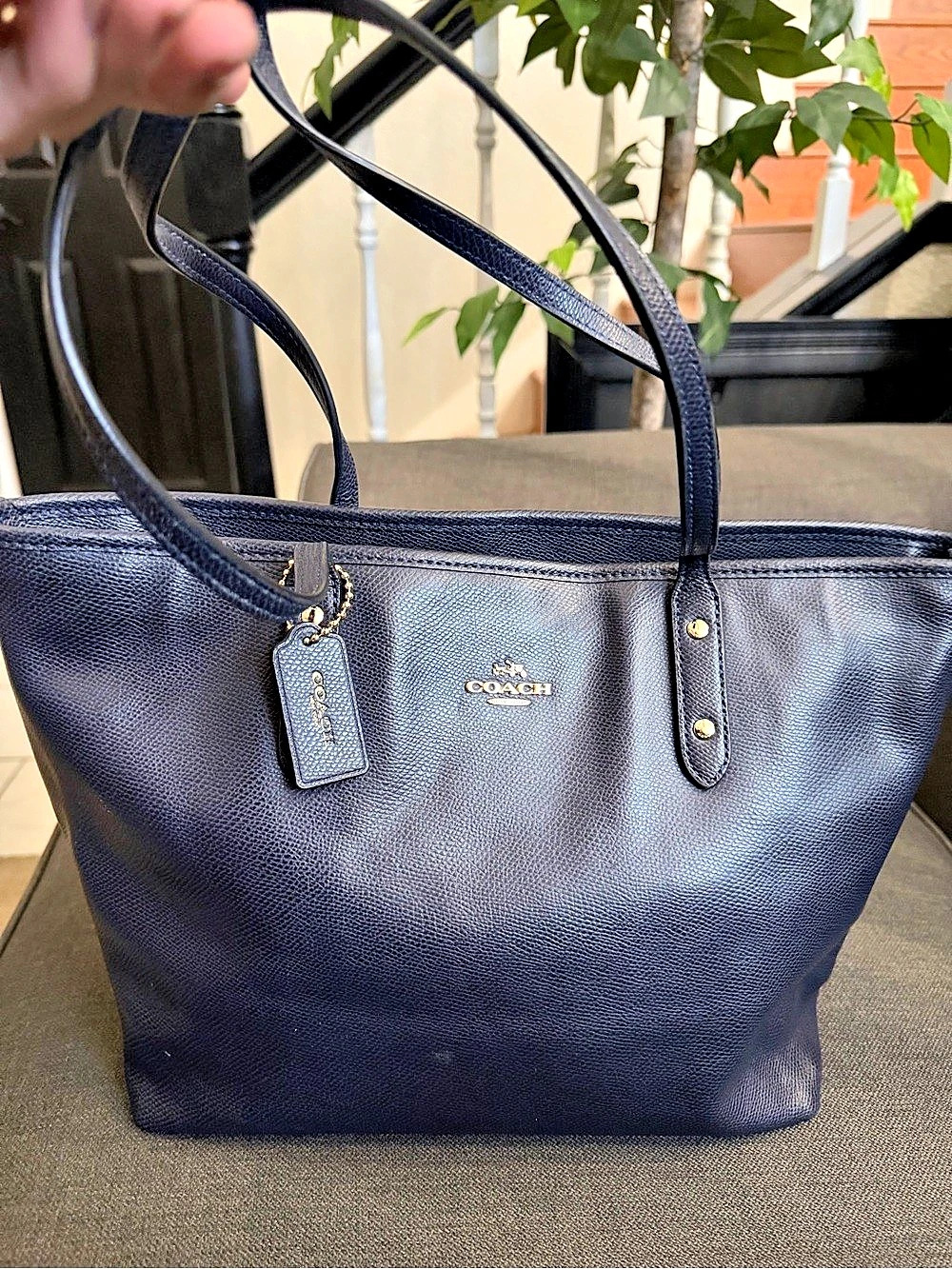 Coach City Zip Tote in Crossgrain Leather Blue